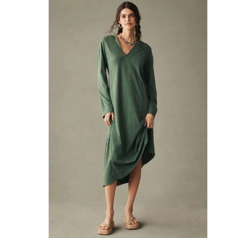 Anthropologie Daily Practice Green Hooded Maxi Dress Sz.XS
